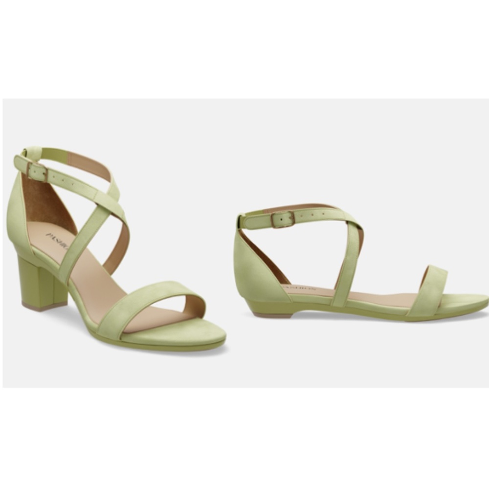 CONVERTIBLE HEEL - Pashion 1.0 The Sandal - Suede Sage Block 3 inch - Picture 1 of 4